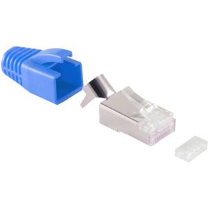 RJ45 krimp connector (STP) voor CAT6/6a/7/7a netwerkkabel (vast/flexibel) - per stuk (3-delig) / blauw