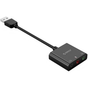 Orico USB-A Geluidskaart - Microfoon, Speaker en OMTP Headset - 0,1 meter - Zwart