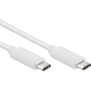 USB-C naar USB-C kabel - USB3.2 (tot 20 Gbit/s) - PD tot 20V/3A - video tot 4K 60Hz / wit - 0,50 meter