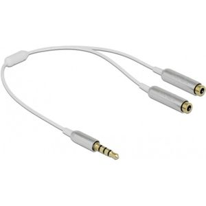 3,5mm Jack 4-polig audio splitter - slim uitvoering / wit - 0,25 meter