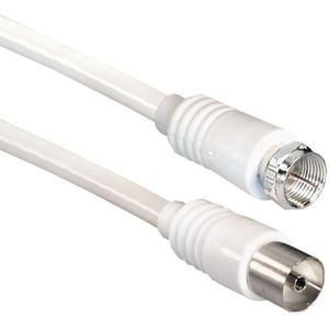 PremiumConnect Eenvoudige coaxkabel met f-connector en vrouwelijke coax connector - 1,5 meter
