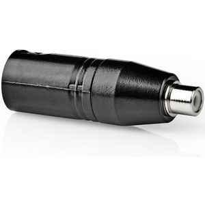 XLR-Adapter - XLR 3-Pins Male - RCA Female - Vernikkeld - Recht - Metaal - Zwart - 1 Stuks - Polybag