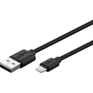 8-pins Lightning naar USB-A kabel - USB2.0 - tot 2,4A / zwart - 0,50 meter