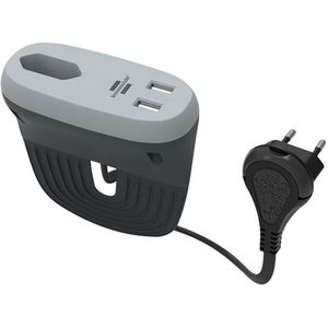 Stekkerdoos voor op de bank - 2 USB oplaadpoorten - 1x Euro -  3500W - 3 meter - Grijs