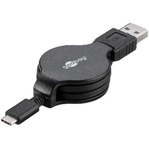 Uitrolbare USB A - USB C kabel 1 meter