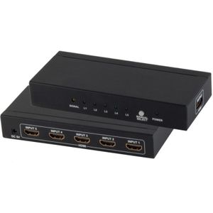 HDMI Schakelaar - 5-poorts - 4K 30Hz - Metaal - Zwart