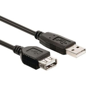 USB naar USB verlengkabel - USB2.0 - tot 0,5A / zwart - 0,30 meter