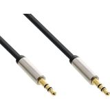 Slim 3,5mm Stereo Jack Kabel - Verguld - 0,5 meter - Zwart