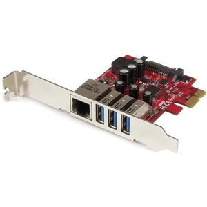 StarTech 3-poorts PCI Express USB 3.0-kaart + gigabit Ethernet
