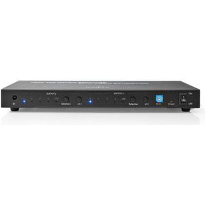 HDMI Matrix Switch - 4 naar 2 poorts - 4K 60Hz - HDCP - Toslink - 2x 3,5 mm - Antraciet