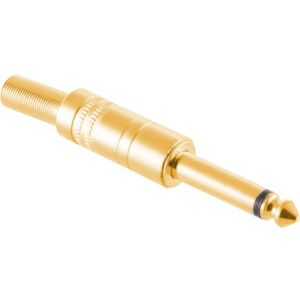 Soldeerbare 6,35mm Mono Jack Connector (m) - Met Grommet - Metaal - Verguld - Goud