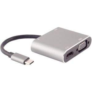 USB-C 3.2 Gen 1 Multiport Adapter - VGA, HDMI, USB-A en USB-C PD - 0,12 meter - Grijs