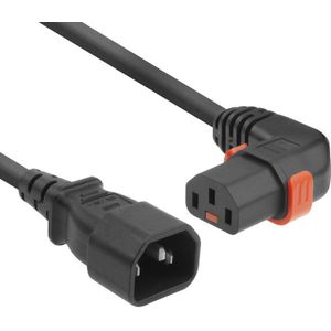 C13 (haaks/links met IEC Lock) - C14 stroomkabel voor UPS/PDU - 3x 1.00mm / zwart - 2 meter