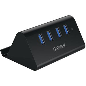 Orico USB-A Hub - 4x USB-A - Telefoon- en Tablethouder - USB 3.2 Gen 1 - 1 meter - Zwart