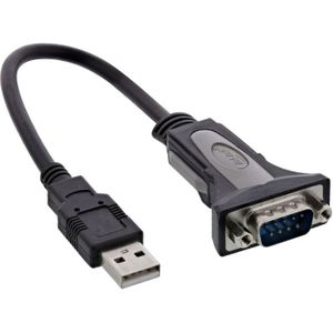 USB-A (m) naar 9-pins SUB-D (m) Seriële RS232 Adapterkabel - Met schroeven - FTDI Chip - 0,3 meter -