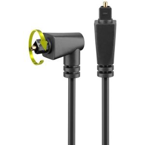 Digitale optische Toslink audio kabel met haakse connector en draaibare kop - 4mm / zwart - 2 meter