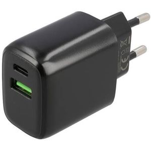 Musthavz dubbele Thuislader Voedingsadapter - 20W - USB-A en USB-C - Zwart
