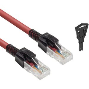 UTP CAT6A 10 Gigabit Netwerkkabel - Vergrendelbare connectoren - 1,5 meter - Zwart/Rood