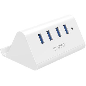 Orico USB-A Hub - 4x USB-A - Telefoon- en Tablethouder - USB 3.2 Gen 1 - 1 meter - Wit