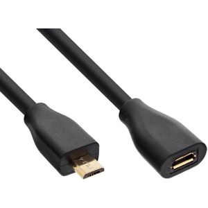 Premium USB Micro B naar USB Micro B verlengkabel - USB2.0 - tot 2A / zwart - 2 meter