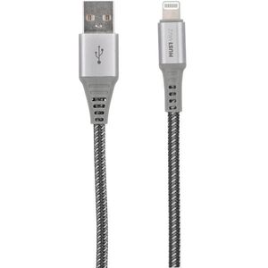 Musthavz USB-A naar Lightning Kabel - Nylon sleeve - 1 meter - Grijs