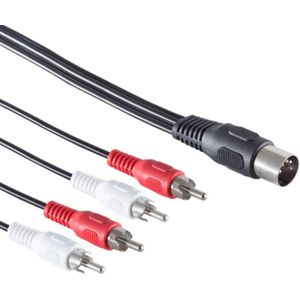 5-pin DIN (m) - 2x Stereo Tulp (m) Kabel - 1,5 meter - Zwart