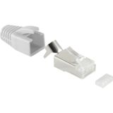 RJ45 krimp connector (STP) voor CAT6/6a/7/7a netwerkkabel (vast/flexibel) - per stuk (3-delig) / grijs