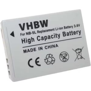 Accu voor Canon NB-5L - Diverse PowerShot toestellen - 3,6V - 650 mAh - Grijs