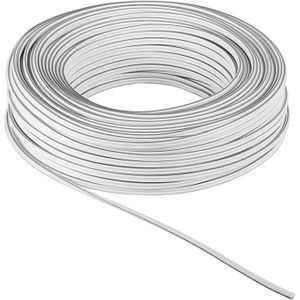 Luidspreker kabel (CU koper) - 2x 0,75mm² / wit - 25 meter