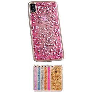 iPhone X / Xs TPU Bling Glitterhoesje Bladgoud - Look - Zilver