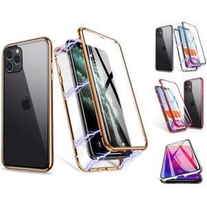 iPhone 13 Pro Max 360° Magnetisch Hoesje Dubbelzijdig Glas - Zilver