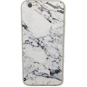 Iphone 6 Plus / 6S+ Soft TPU Hoesje Marmer Design Zwart & Wit