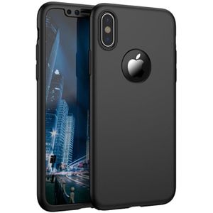 iPhone Xs Max 360° Full Cover Case Hoesje incl. Tempered Glass - Donkerblauw