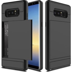 Galaxy Note 8 Slide Armor Hoesje Met Pashouder - Zwart