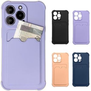 iPhone 13 Pro Max TPU Color Case Hoesje met Pasjesvakje - Lila Paars