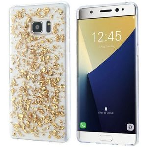Galaxy S6 Edge Plus TPU Bling Glitterhoesje Bladgoud - Look - Paars
