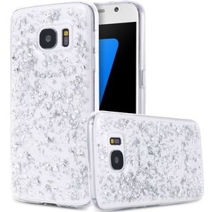 Galaxy S8 Plus TPU Bling Glitterhoesje Bladgoud - Look Zilver - Zilver