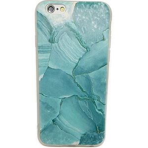 Iphone 6 / 6S Soft TPU Hoesje Marmer Design Azuurblauw