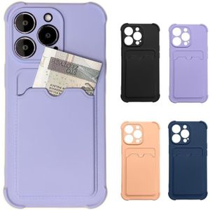 iPhone 12 Pro Max TPU Color Case Hoesje met Pasjesvakje - Lila Paars