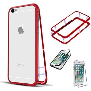 Iphone 6 Plus / 6S+ Magnetisch Voor + Achter Hoesje + Glass - Rood