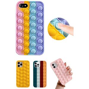 iPhone 7 / 8 / SE 2020-2022 Pop It Fidget Toy Hoesje Soft TPU - Regenboog Pastelkleuren