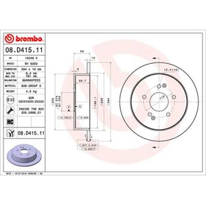 Remschijf BREMBO 08D41511 achter, volledig, sterk gecarboniseerd, 1 Stuk