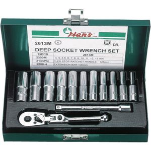 Dopsleutelset HANS 1/4 inch 6-kant 13 Stuk
