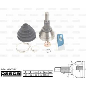 Homokineet reparatie set, aandrijfas PASCAL G1Y016PC