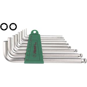 Zeskant stiftdoppenset HEX HANS 9 stuks (1,5 mm - 10 mm) met kogelkop, lang