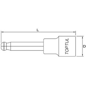 Zeskantig inzetstuk TOPTUL 1/2 inch met bal 10 mm lang (140mm)