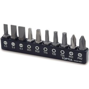 Zeskantschroevendraaierbit TOPTUL 1/4" 10st 5,5x1 6,5x1,2 PH1 PH2 T15 T20