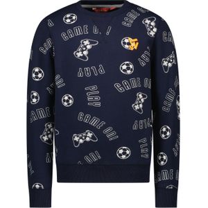 Jongens sweater AOP - Jesse - Navy blauw