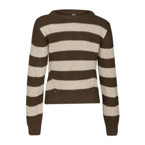 Meisjes sweater - Milou - Bruin zand gestreept