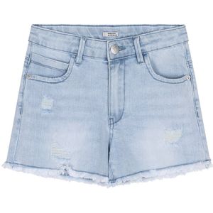 Meisjes jeans short high waist - Licht denim